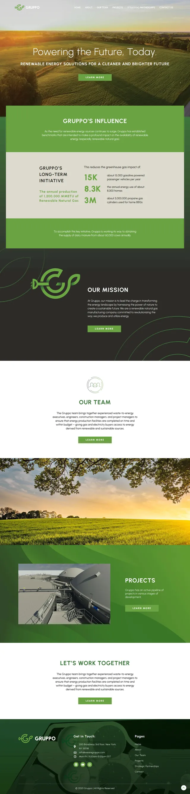 Full-page screenshot of the Gruppo renewable energy website