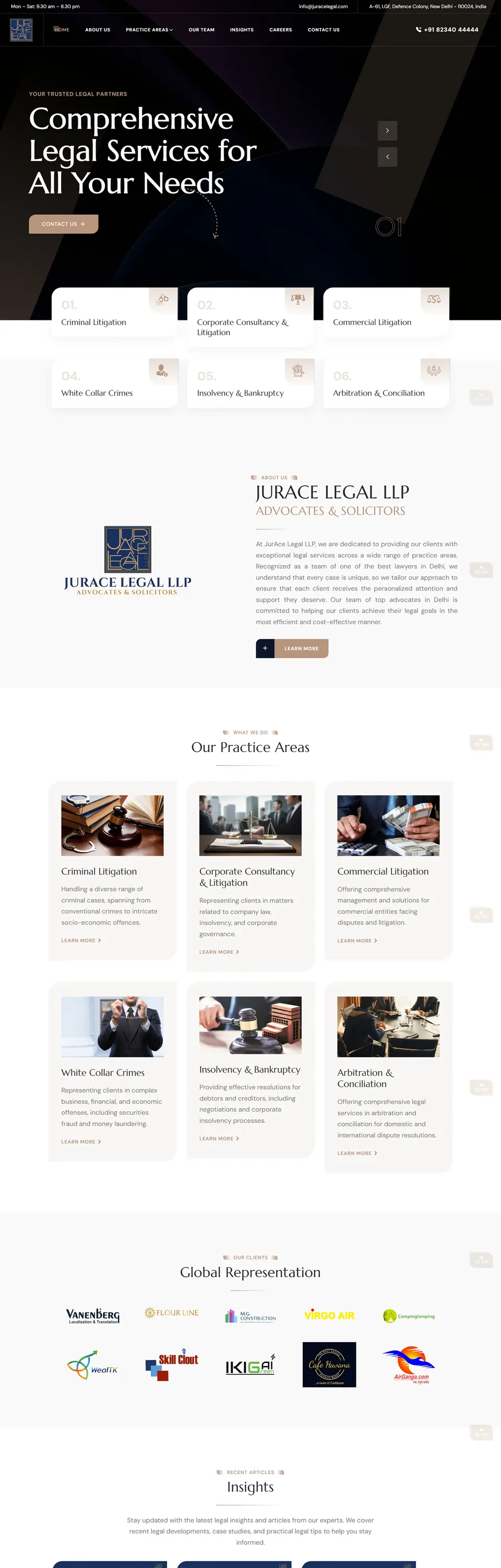 Jurace Legal LLP website built by Socialorbit