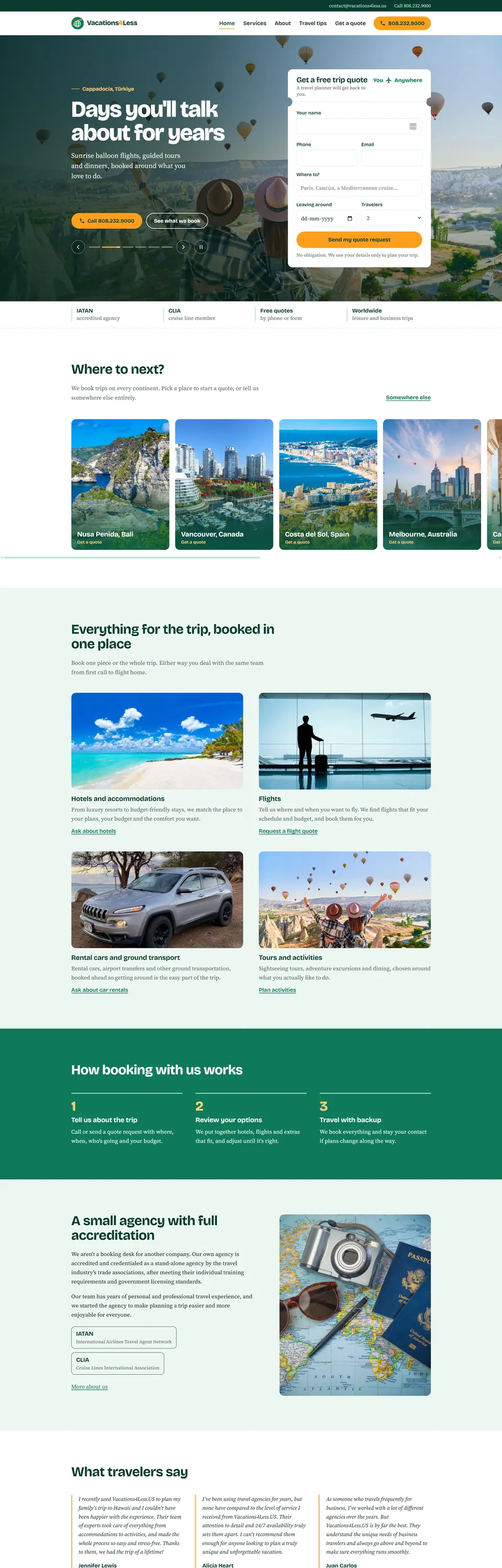 Vacations4Less website built by Socialorbit