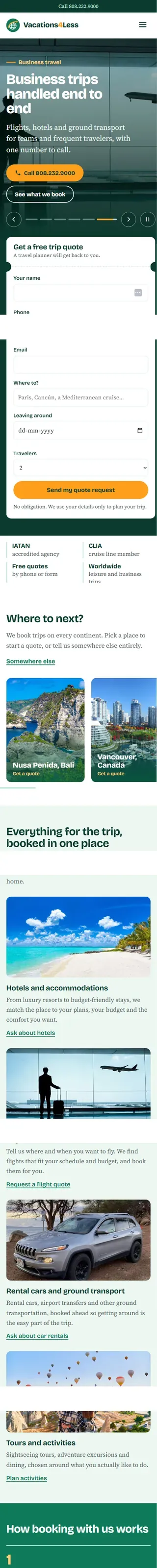 Vacations4Less travel agency website built by Socialorbit